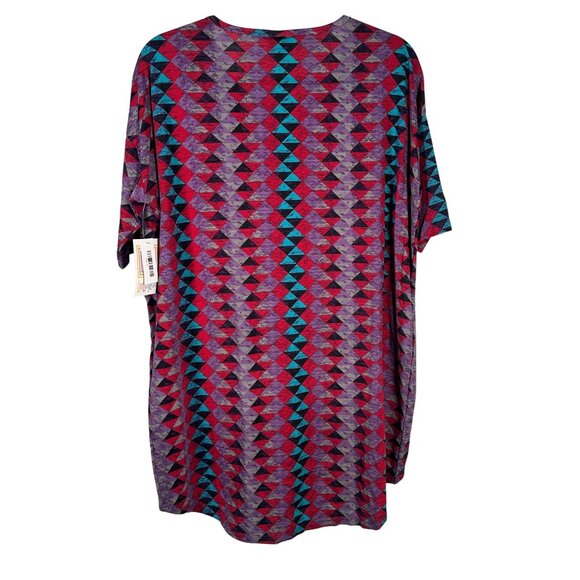 LuLaRoe IRMA Diamonds Triangles Purple Red Black Hi-Low Tunic Top Shirt SMALL S - Picture 4 of 5